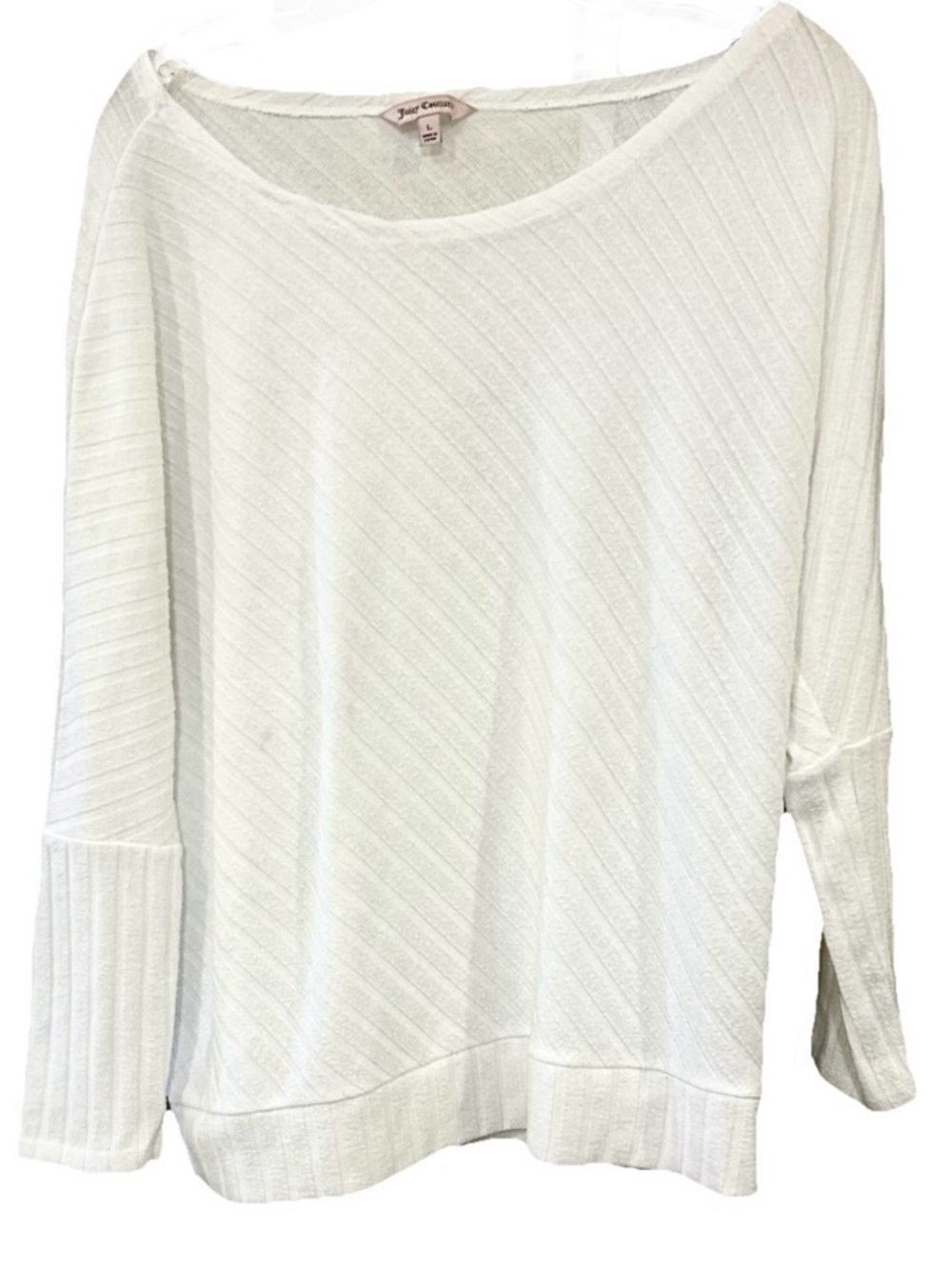 Juicy Couture White Textured Knit Oversized Top L Y2K